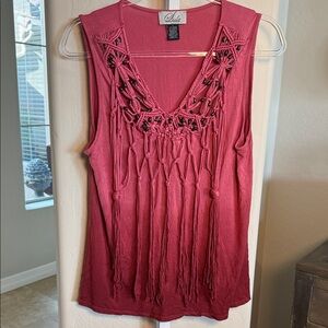 STYLE MIDNIGHT VELVET OMBRÉ ROSE BOHO TANK TOP